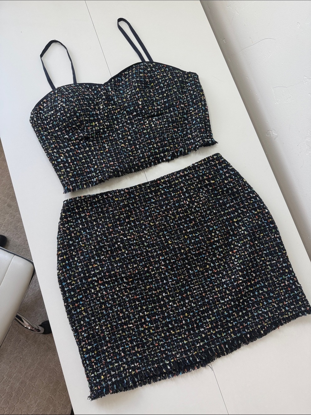 Black Tweed Mini Skirt - Contemporary Women's Skirt